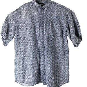 Colore Italia Silk Shirt Size XL Short Sleeved Button Up Blue Red Geometric